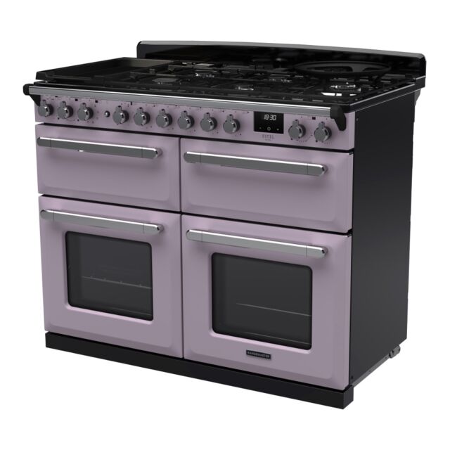 Rangemaster ESDLB110DFPHTH/CM1 Estel Deluxe 110cm BC Dual Fuel Range Cooker, Heather/Chrome