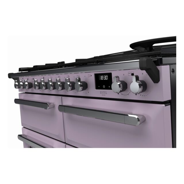 Rangemaster ESDLB110DFPHTH/CM1 Estel Deluxe 110cm BC Dual Fuel Range Cooker, Heather/Chrome