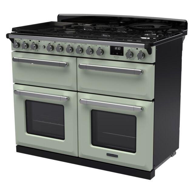 Rangemaster ESDLB110DFPMNT/CM1 Estel Deluxe 110cm BC Dual Fuel Range Cooker, Mint/Chrome