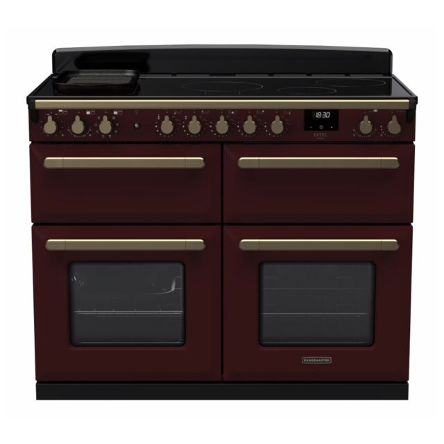 Rangemaster ESDLB110EIPBOR/AB1 Estel Deluxe 110cm BC Induction Range Cooker, Bordeaux/Antique Brass