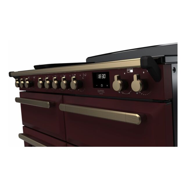 Rangemaster ESDLB110EIPBOR/AB1 Estel Deluxe 110cm BC Induction Range Cooker, Bordeaux/Antique Brass