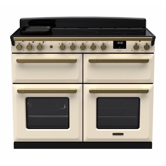 Rangemaster ESDLB110EIPPCR/AB1 Estel Deluxe 110cm BC Induction Range Cooker, Pale Cream/Antique Bras