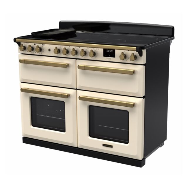 Rangemaster ESDLB110EIPPCR/AB1 Estel Deluxe 110cm BC Induction Range Cooker, Pale Cream/Antique Bras