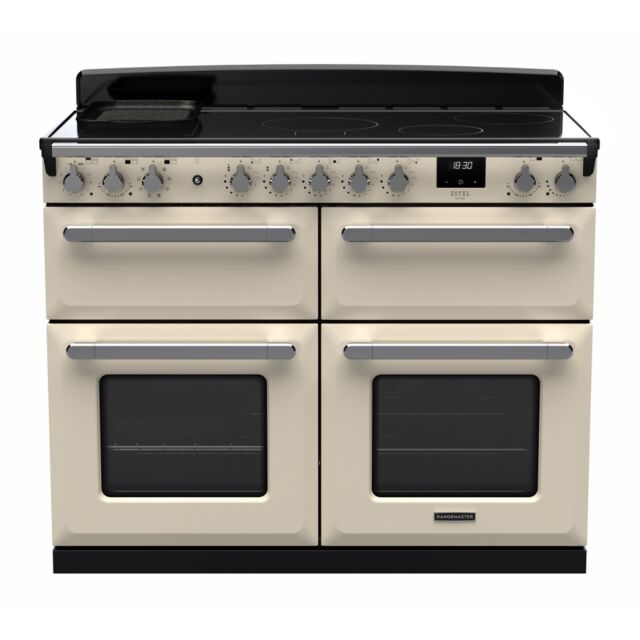 Rangemaster ESDLB110EIPPCR/CM1 Estel Deluxe 110cm BC Induction Range Cooker, Pale Cream/Chrome