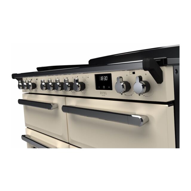 Rangemaster ESDLB110EIPPCR/CM1 Estel Deluxe 110cm BC Induction Range Cooker, Pale Cream/Chrome