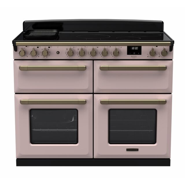 Rangemaster ESDLB110EIPPPK/AB1 Estel Deluxe 110cm BC Induction Range Cooker, Pale Pink/Antique Brass