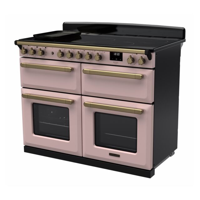 Rangemaster ESDLB110EIPPPK/AB1 Estel Deluxe 110cm BC Induction Range Cooker, Pale Pink/Antique Brass