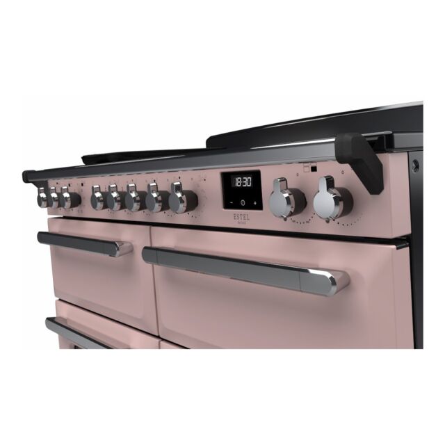Rangemaster ESDLB110EIPPPK/CM1 Estel Deluxe 110cm BC Induction Range Cooker, Pale Pink/Chrome