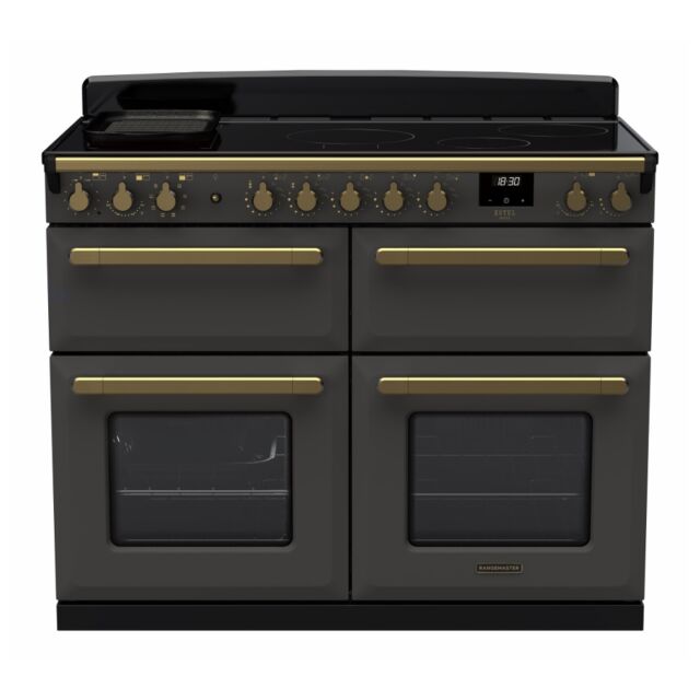 Rangemaster ESDLB110EIPSLT/AB1 Estel Deluxe 110cm BC Induction Range Cooker, Slate/Antique Brass