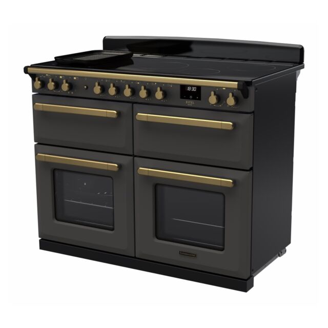 Rangemaster ESDLB110EIPSLT/AB1 Estel Deluxe 110cm BC Induction Range Cooker, Slate/Antique Brass