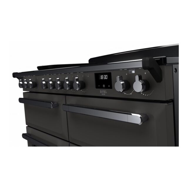 Rangemaster ESDLB110EIPSLT/CM1 Estel Deluxe 110cm BC Induction Range Cooker, Slate/Chrome