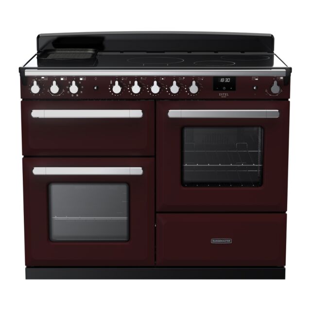 Rangemaster ESDLO110EIPBOR/CM1 Estel Deluxe 110cm Induction Range Cooker, Bordeaux/Chrome
