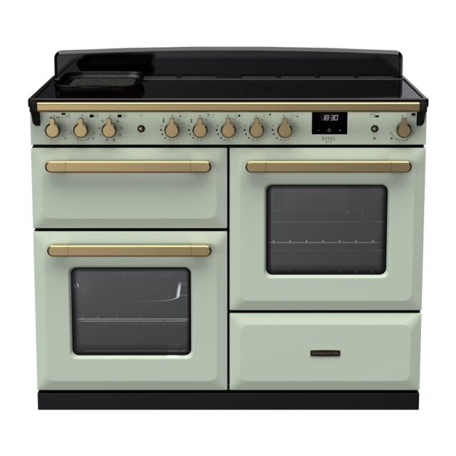 Rangemaster ESDLO110EIPMNT/AB1 Estel Deluxe 110cm Induction Range Cooker, Mint/Antique Brass