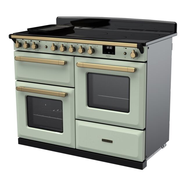 Rangemaster ESDLO110EIPMNT/AB1 Estel Deluxe 110cm Induction Range Cooker, Mint/Antique Brass