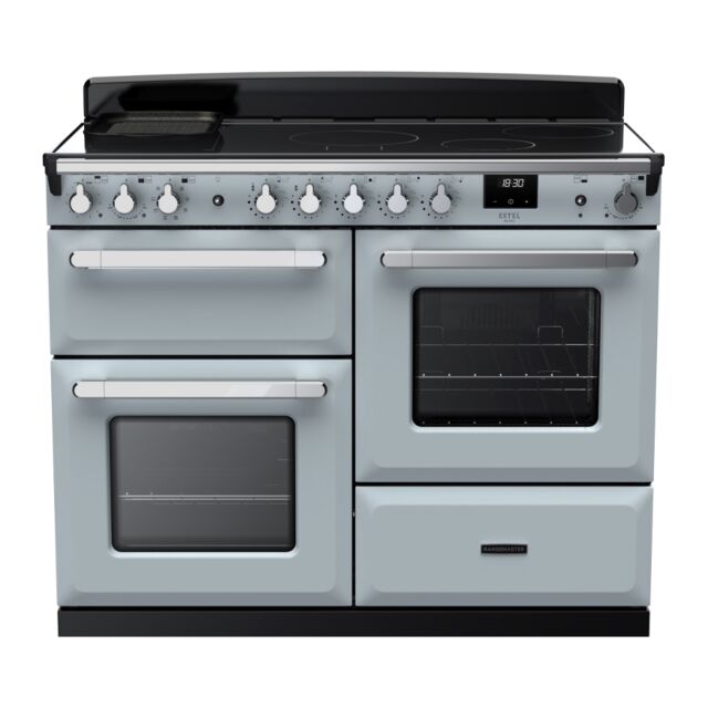 Rangemaster ESDLO110EIPMSB/CM1 Estel Deluxe 110cm Induction Range Cooker, Misty Blue/Chrome
