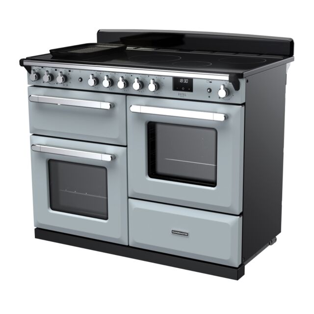 Rangemaster ESDLO110EIPMSB/CM1 Estel Deluxe 110cm Induction Range Cooker, Misty Blue/Chrome