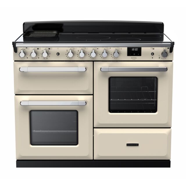 Rangemaster ESDLO110EIPPCR/CM1 Estel Deluxe 110cm Induction Range Cooker, Pale Cream/Chrome