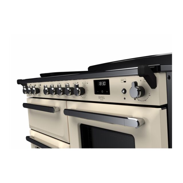 Rangemaster ESDLO110EIPPCR/CM1 Estel Deluxe 110cm Induction Range Cooker, Pale Cream/Chrome