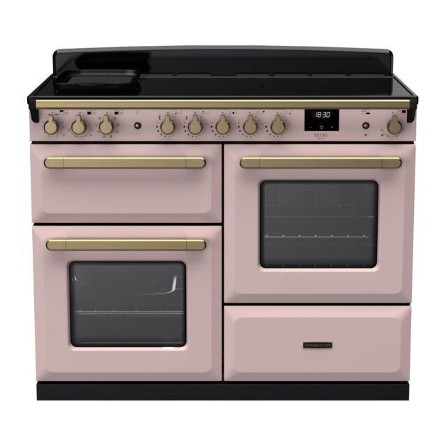 Rangemaster ESDLO110EIPPPK/AB1 Estel Deluxe 110cm Induction Range Cooker, Pale Pink/Antique Brass