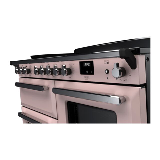 Rangemaster ESDLO110EIPPPK/CM1 Estel Deluxe 110cm Induction Range Cooker, Pale Pink/Chrome