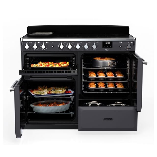 Rangemaster ESDLO110EIPSLT/CM1 Estel Deluxe 110cm Induction Range Cooker, Slate/Chrome