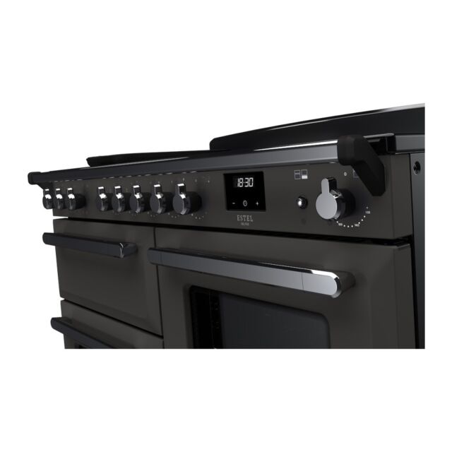 Rangemaster ESDLO110EIPSLT/CM1 Estel Deluxe 110cm Induction Range Cooker, Slate/Chrome