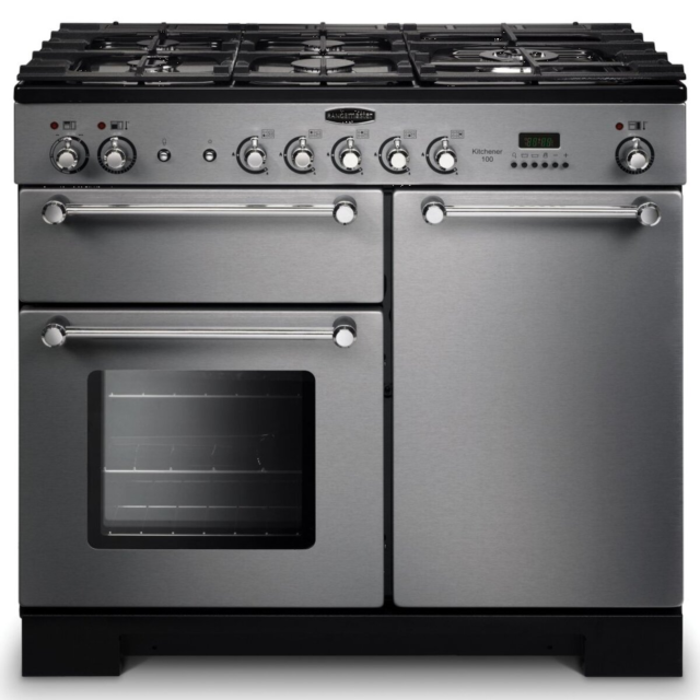 Rangemaster KCH100DFFSS/C Kitchener 100cm Dual Fuel Range Cooker, Stainless Steel