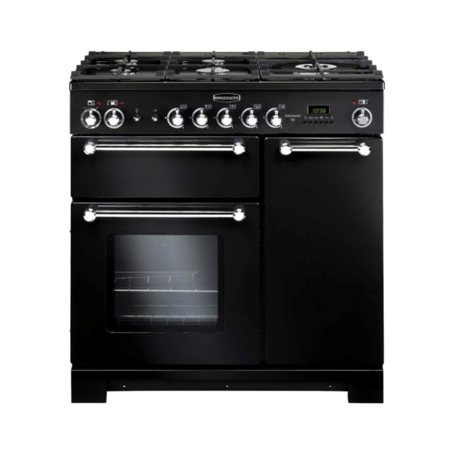 Rangemaster 81420 (KCH90DFFBL/C) KITCHENER 90 A Rated Dual Fuel Cooker, Black