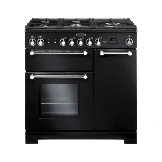 Rangemaster 81420 (KCH90DFFBL/C) KITCHENER 90 A Rated Dual Fuel Cooker, Black