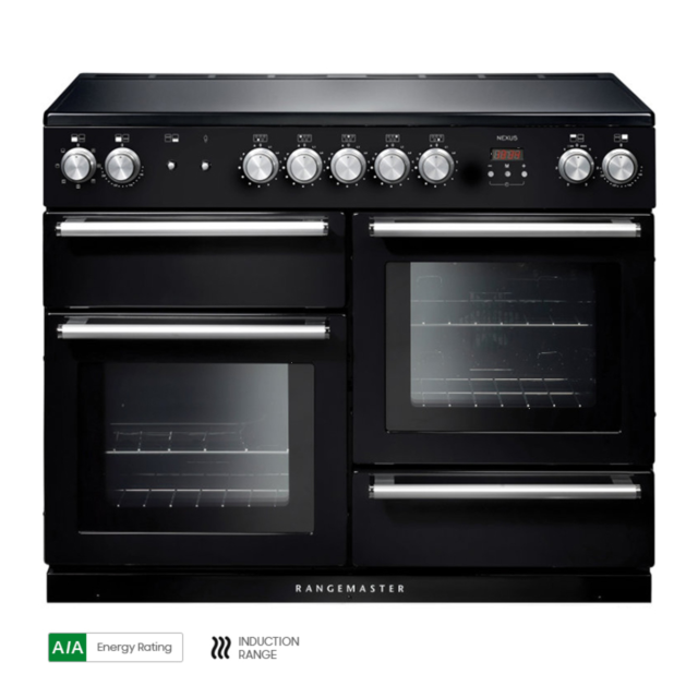 Rangemaster NEX110EIBLC (104830) 110cm Induction Range Cooker in Black/Chrome Trim