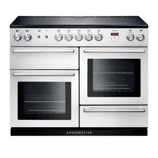 Rangemaster NEX110EIWHC (106170) 110cm Induction Range Cooker in White/Chrome Trim