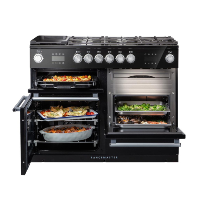 Rangemaster NEX110SODFFIVC (119800) Nexus Steam 110cm Dual Fuel Range Cooker Ivory/Chrome