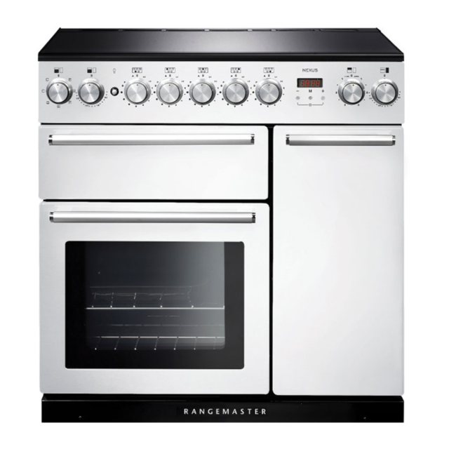 Rangemaster NEX90EIWHC (106200) 90cm Induction Range Cooker in White with Chrome Trim