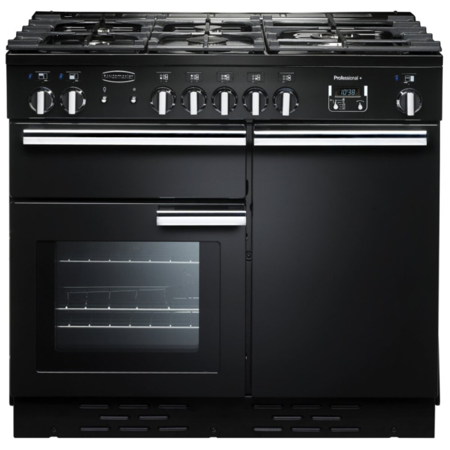 Rangemaster PROP100DFFGB/C PROFESSIONAL PLUS 100cm Dual Fuel Range Cooker, Black
