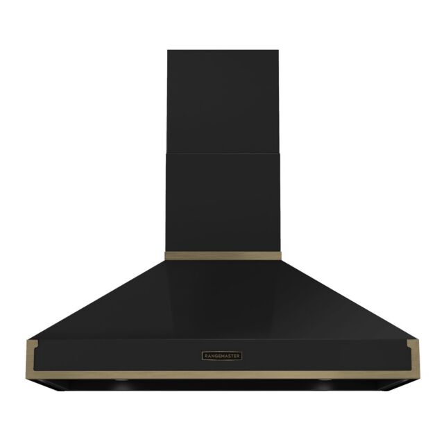 Rangemaster RPREHD100PGBL/AB1 Prestige Hood 100cm Gloss Black / Antique Brass