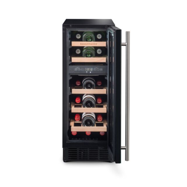 Rangemaster RWC3018BL/ 30cm 18 Bottle Wine Cabinet, Black