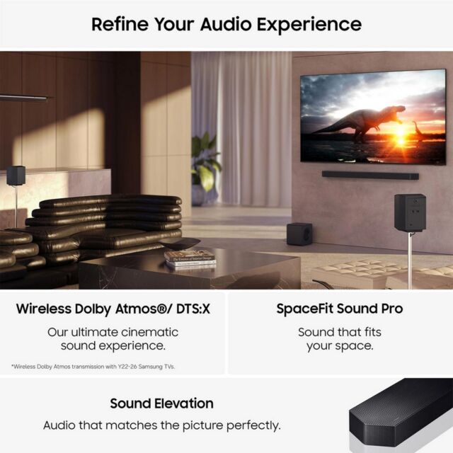 Samsung HW-Q990H/XU 11.1.4ch Q-Series Soundbar with Subwoofer & Rear Speaker - Titan Black