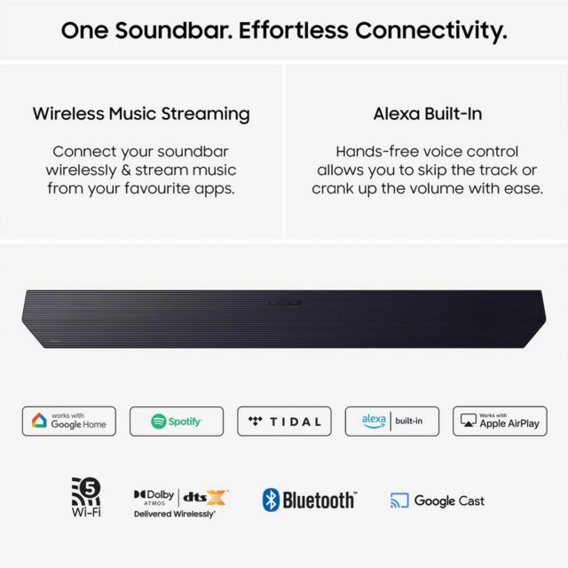 Samsung HW-Q990H/XU 11.1.4ch Q-Series Soundbar with Subwoofer & Rear Speaker - Titan Black