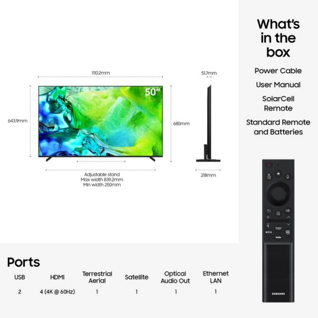 Samsung QE50QN80HAUXXU 50inch 4K Neo QLED Vision AI Smart TV