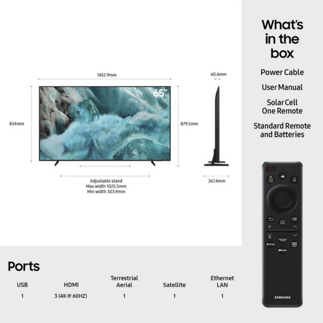 Samsung QE65Q7F2AUXXU 65inch 4K QLED AI Smart TV