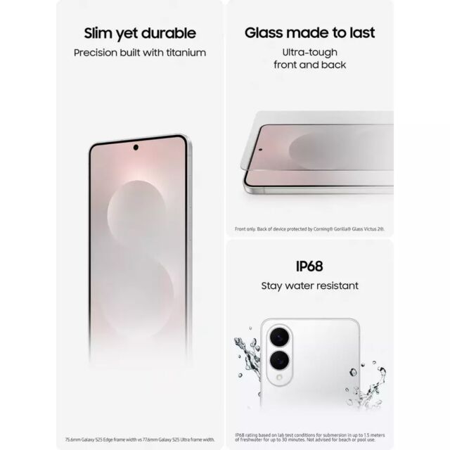 Samsung SM-S937BZSGEUB S25 Edge S937 5G DS 12GB RAM 512GB, Titanium Silver