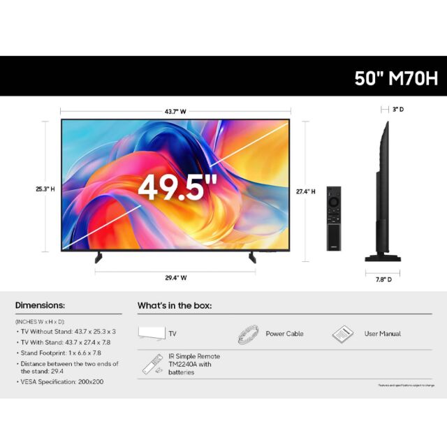 Samsung UE50M70HAKXXU 50inch 4K Mini LED Vision AI Smart TV