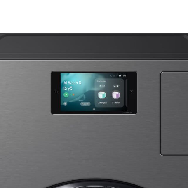 Samsung WD18DB8995BZT1 Series 9 Bespoke Ai All-In-One Washer Dryer, Large Capacity 18Kg/11Kg, Dark Silver