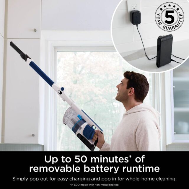 Shark IZ380UK PowerPro Cordless Stick Vacuum Cleaner - 50 Minutes Run Time - Navy Metallic