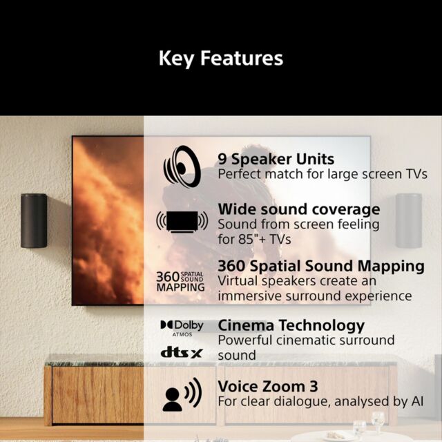 Sony HTA8.CEK BRAVIA Theatre Trio Three-Unit Theatre System, Dolby Atmos