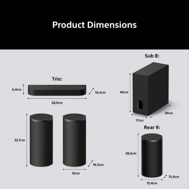 Sony HTA8KIT.CEK BRAVIA 5.1ch - 7.1chBRAVIA Theatre Trio Surround Sound by Dolby Atmos? - Black