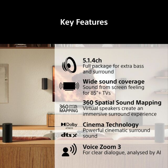Sony HTA8KIT.CEK BRAVIA 5.1ch - 7.1chBRAVIA Theatre Trio Surround Sound by Dolby Atmos? - Black