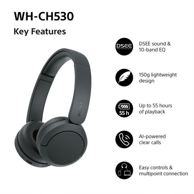 Sony WHCH530B.CE7 Wireless Over ear headphones - Black