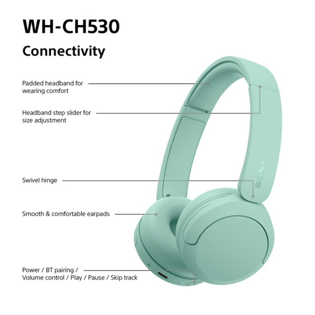 Sony WHCH530G.CE7 Wireless Over-Ear Headphones Mint Green