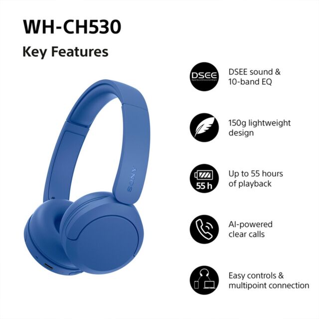Sony WHCH530L.CE7 Wireless Over ear headphones - Blue